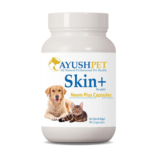 Ayush Pet Skin Plus, Neem Supplement for Healthy Skin and Coat, Supports Gut and Immunity, 90 Capsules