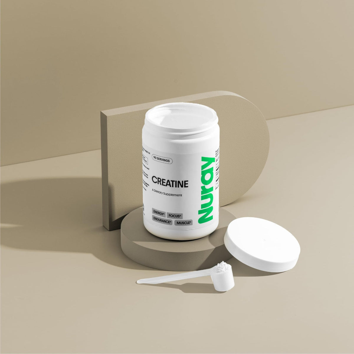 Nuray Créatine Monohydrate en Poudre Premium – Booster d'Énergie et de Performance Sportive & Récupération, Soutien de la Masse Musculaire & Fonction Cérébrale – Sans Arôme, 90 Doses, Végétarien
