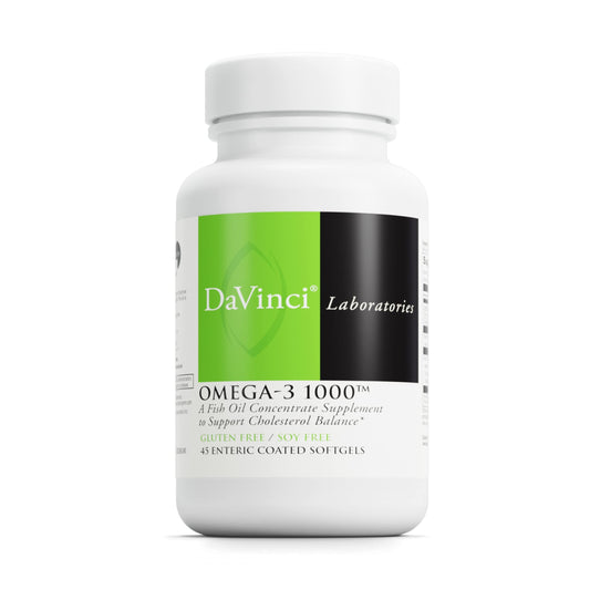 DAVINCI Labs Omega-3 1000 - Dietary Supplement to Maintain Already Normal Cholesterol Levels and Support Immune System, Healthy Hair and Skin* - Gluten-Free - 45 Enteric Coated Softgels