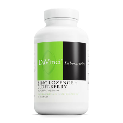 DAVINCI Labs Zinc Lozenge + Elderberry - Supplement to Support Immune System, Healthy Lungs & Throat Tissues* - with Vitamin D3, Zinc, Elderberry & More - Lemon Flavor - 60 Lozenges