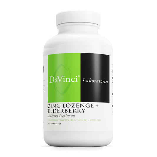 DAVINCI Labs Zinc Lozenge + Elderberry - Supplement to Support Immune System, Healthy Lungs & Throat Tissues* - with Vitamin D3, Zinc, Elderberry & More - Lemon Flavor - 60 Lozenges