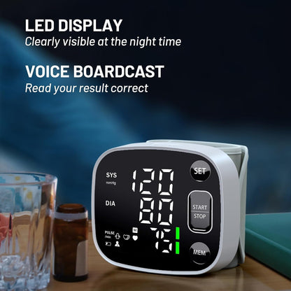 Oklar Blood Pressure Monitors for Home Use Rechargeable Wrist Digital BP Machine Cuff with LED Backlit Display, Voice Broadcast, 240 Memory Storage for 2 Users with Carrying Case
