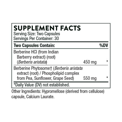 THORNE Berberine - Dual Action Formula with Phytosome Plus Botanical Extract - Support Heart Health, Immune System, Healthy GI, Cholesterol* - Gluten-Free, Dairy-Free - 60 Capsules - 30 Servings