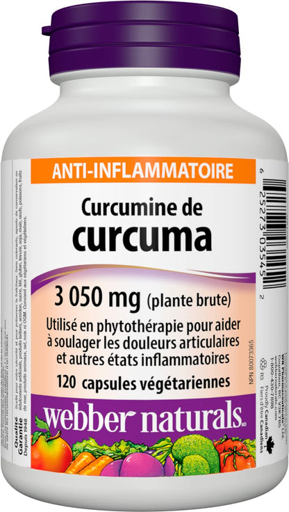 Webber Naturals Turmeric Curcumin, 95% Curcuminoids, 120 Capsules, Anti-Inflammatory Support, Vegan