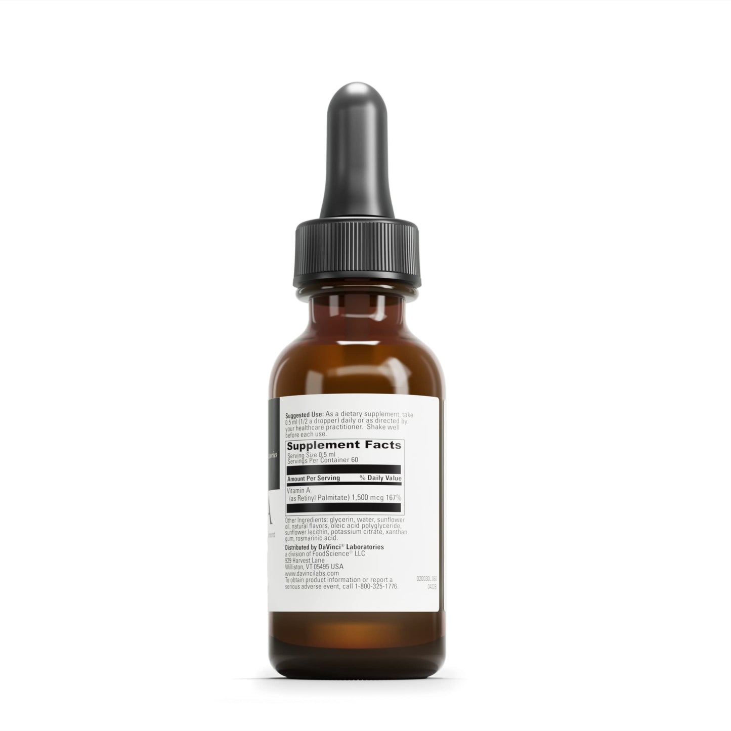 DAVINCI Labs Liposomal A - Liquid Vitamin A Supplement to Support Bone, Skin, Gut, Vision and Immune Health* - Gluten-Free - 30 ml