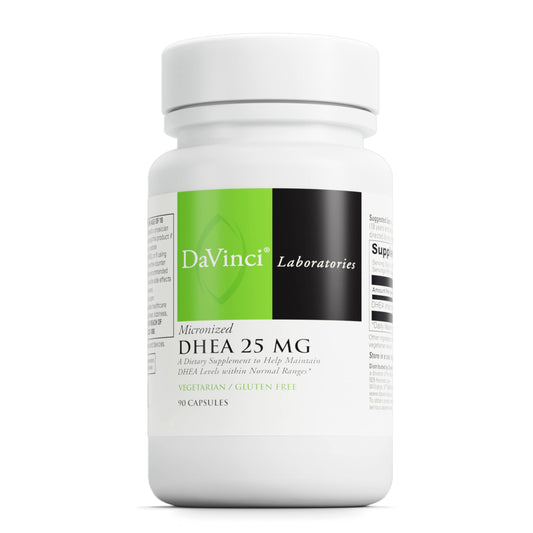 DAVINCI Labs Micronized DHEA 25 mg - Dietary Supplement to Support Immune System, Thyroid Health and Healthy Hormone Levels* - with 25 mg Micronized DHEA - Gluten-Free - 90 Vegetarian Capsules