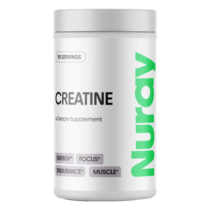 Nuray Créatine Monohydrate en Poudre Premium – Booster d'Énergie et de Performance Sportive & Récupération, Soutien de la Masse Musculaire & Fonction Cérébrale – Sans Arôme, 90 Doses, Végétarien