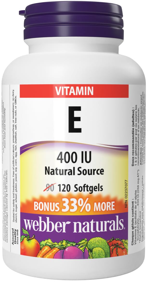 Webber Naturals Vitamin E 400 IU, 120 Softgels