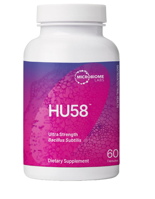 Microbiome Labs HU58 Bacillus Subtilis Probiotics for Women and Men - High Potency Spore Probiotic for Digestive Health & Immune Support - Daily Capsules with 10 Billion CFU (60 Capsules)