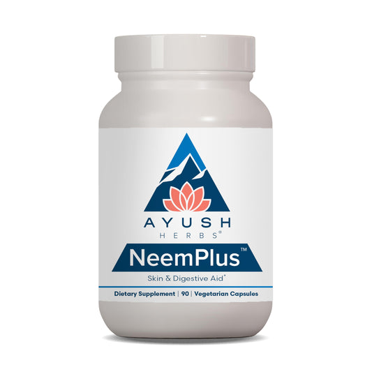 Ayush Herbs Neem Plus - Digestive Health for Women & Men, Gut Support Supplement for Stomach & Skin Health, Immune Support - 90 Vegetarian Capsules (1 Count)