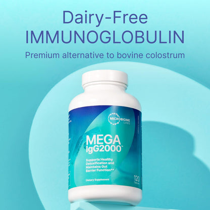 Microbiome Labs Mega IgG2000 Capsules - Dairy Free Bovine Colostrum Supplement Alternative - Immunoglobulin Supplement from Bovine Serum to Support Digestive Health (120 Capsules)