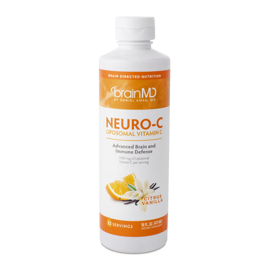 BRAINMD by Dr Amen Neuro-C, Citrus Vanilla - 16 fl oz - 1000 mg Liposomal Vitamin C - Advanced Brain & Immune Defense - Gluten Free - 32 Servings