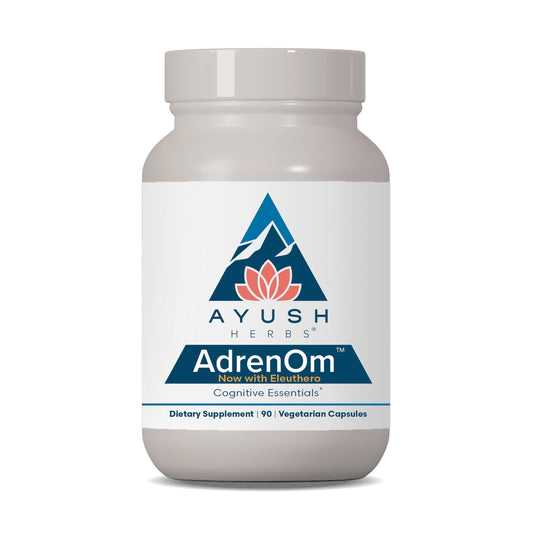 Ayush Herbs AdrenOm - Ayurvedic Adrenal and Stress-Support Supplement for Women & Men, Ashwagandha & Eleuthero to Support Adrenal Balance, Cognitive Function & Calm - 90 Vegetarian Capsules (1 Count)
