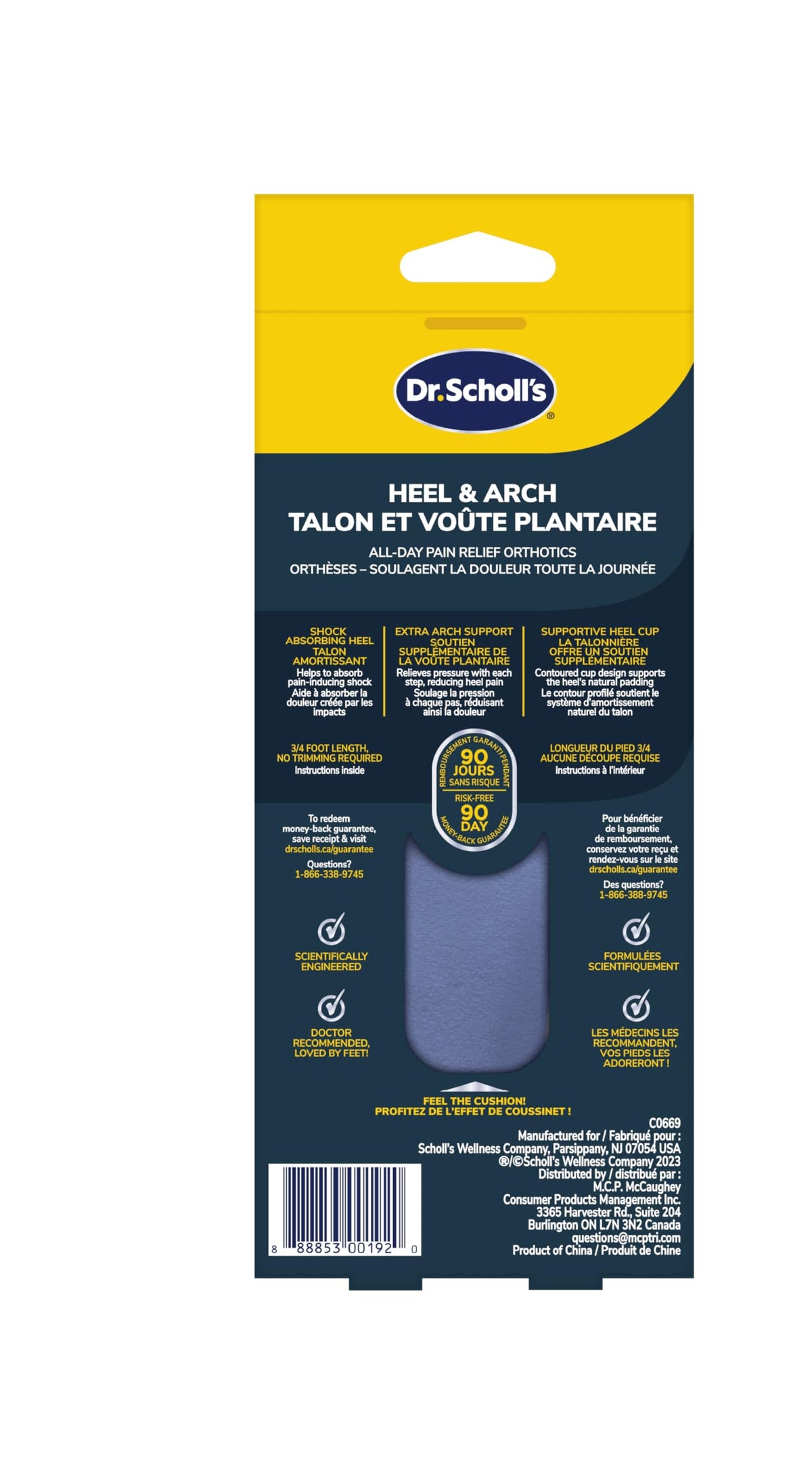Dr. Scholl's® Heel & Arch All-Day Pain Relief Orthotics, Women 6-10, 1 Pair, 3/4 Length Inserts