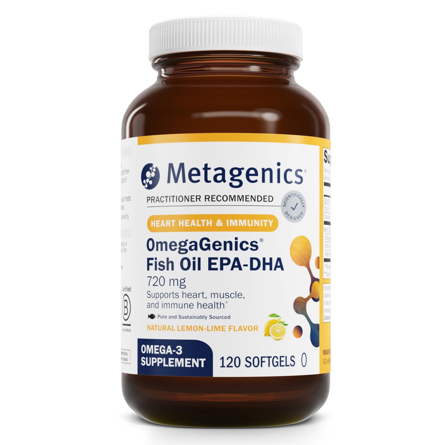 Metagenics OmegaGenics Fish Oil EPA-DHA 720 mg - Omega-3 Fish Oil Supplement - High Potency - for Heart Health, Musculoskeletal Health & Immune System Health* - with DHA & EPA - 120 Softgels