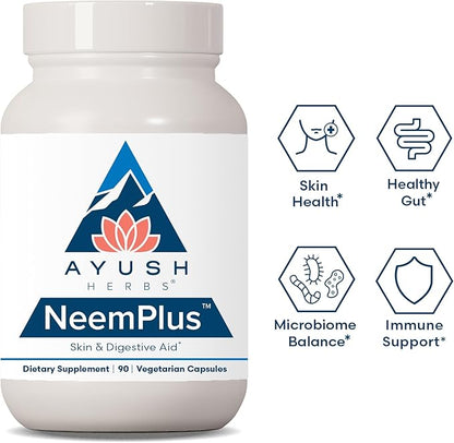 Ayush Herbs Neem Plus Neem Supplement, 90 Vegetarian Capsules