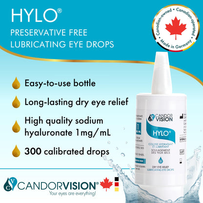 CandorVision HYLO® Preservative-Free Eye Drops (300 Drops, 10ml)