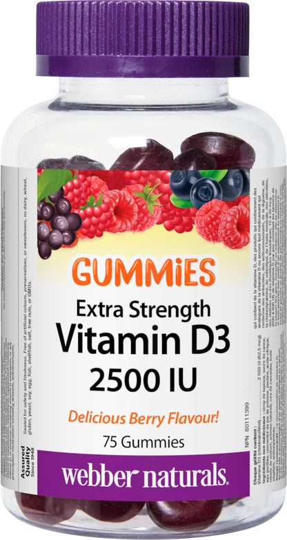 Webber Naturals Vitamin D3 2500 IU, 75 Gummies