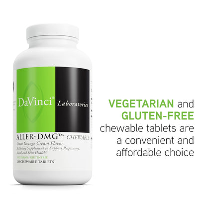 DAVINCI Labs Aller-DMG Chewable - Immune Health Support, Histamine Aid & Respiratory Support* - Orange Cream Flavor - 120 Chewable Vegetarian Tablets (60 Servings)