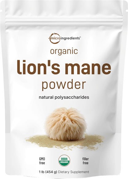 Real Mushrooms Lions Mane Powder - Organic Mushroom Extract for Cognitive Function Immune Support Brain Supplements Memory and Focus Vegan Supplement, 150 Servings