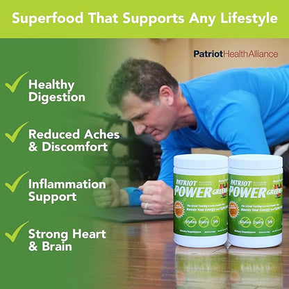 Patriot Power Greens Drink - Organic Superfood Dietary Supplement - 40+ Fruits & Vegetables - 60 Day Supply - 11.43 Ounce