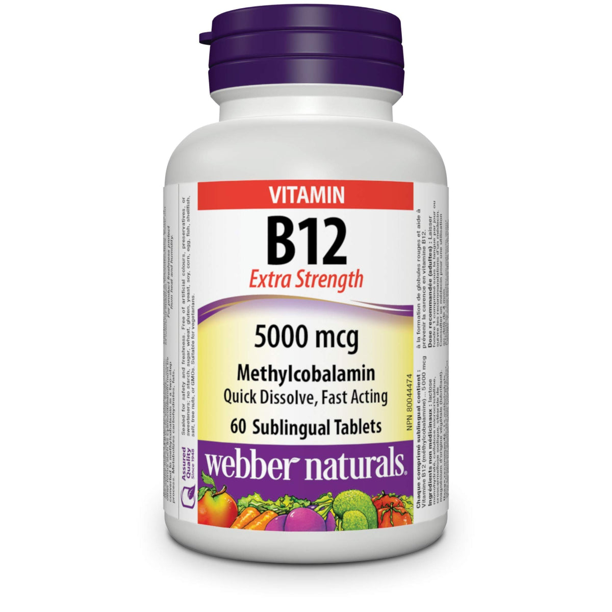 Webber Naturals Vitamin B12 5000 mcg, 60 Tablets