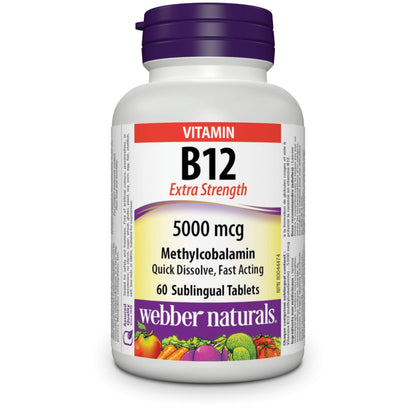 Webber Naturals Vitamin B12 5000 mcg, 60 Tablets
