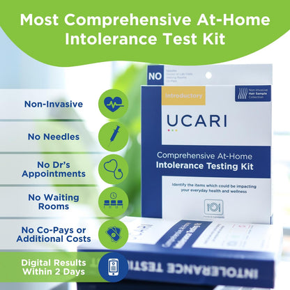 UCARI Sensitivity Test for Humans | Screens for 630+ Intolerances | Food & Ingredients Analysis | Non Invasive Home Test Hair Sample Method | Results in 48 Hours | Adults & Kids