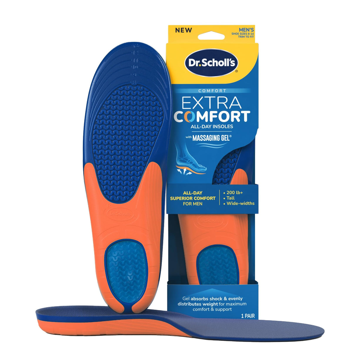 Dr. Scholl’s Comfort and Energy Extra Support Insoles for Men, 1 Pair, Size 8-14