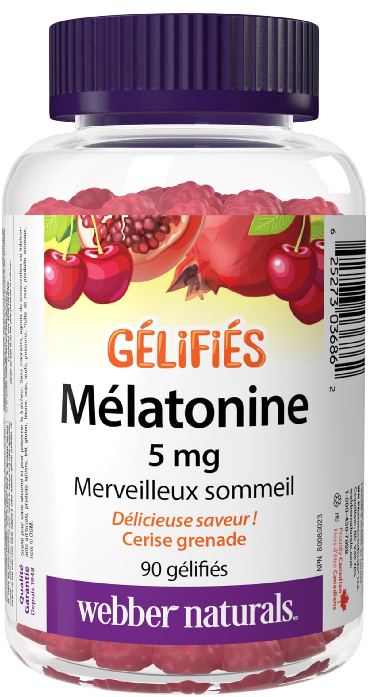 Webber Naturals Melatonin 5 mg Gummy, 90 Gummies
