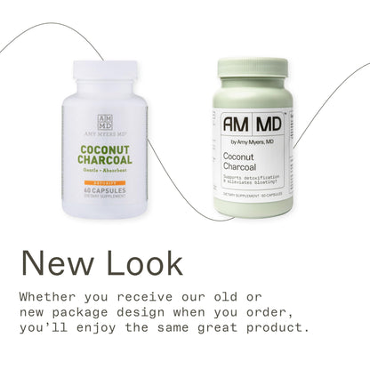 Coconut Charcoal Capsules from The Myers Way Protocol - Natural Activated Charcoal, Gas Reliever & Support for Affects of Mold/Toxins - Dietary Supplement 60 Capsules, 30 Servings - Dr. Amy Myers