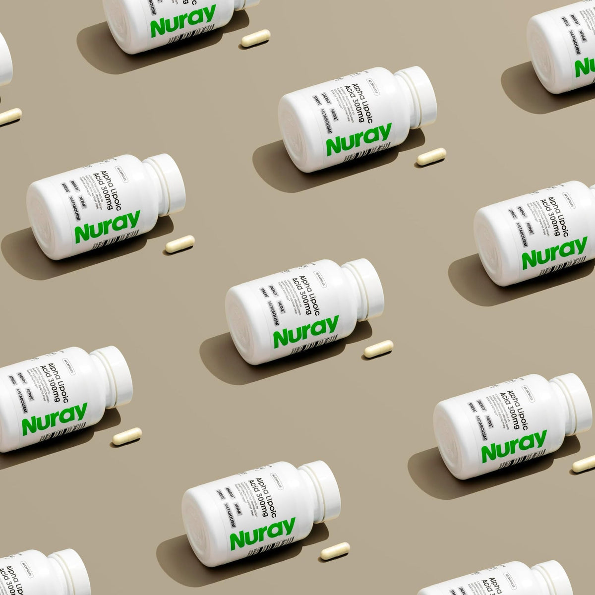 Acide Alpha-Lipoïque 300mg Nuray - Complément Antioxydant pour un Vieillissement en Bonne Santé, Soutient la Production d'Énergie, la Fonction Nerveuse Appropriée, le Métabolisme - 60 Gélules Végétariennes, Complément Alimentaire Sans Gluten