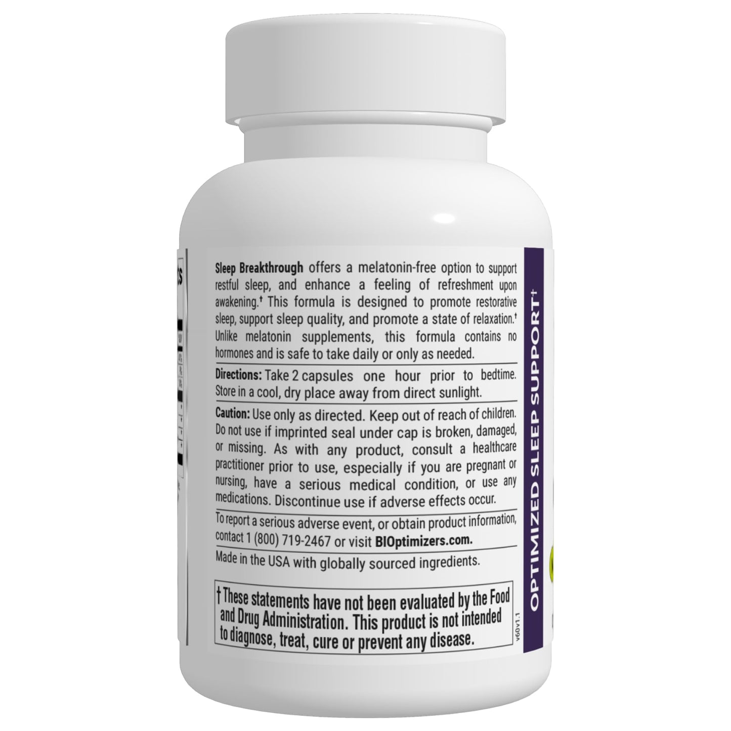 BIOptimizers Sleep Breakthrough Capsules - Natural Support Supplement | Calming Relief Aid for Adults | Non-Habit Forming | 60 Capsules