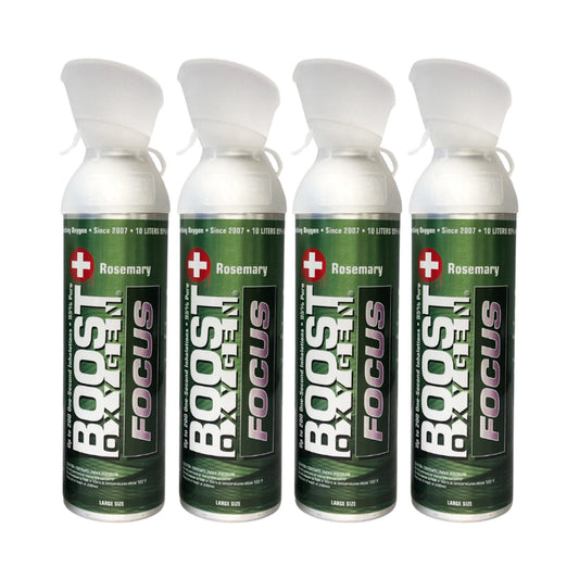 Boost Oxygen Large Focus Rosemary Aroma 10 Liter Canister | All-Natural Resiratory Support for Aerobic Recovery, Altitude, Performance and Health (4 Pack)