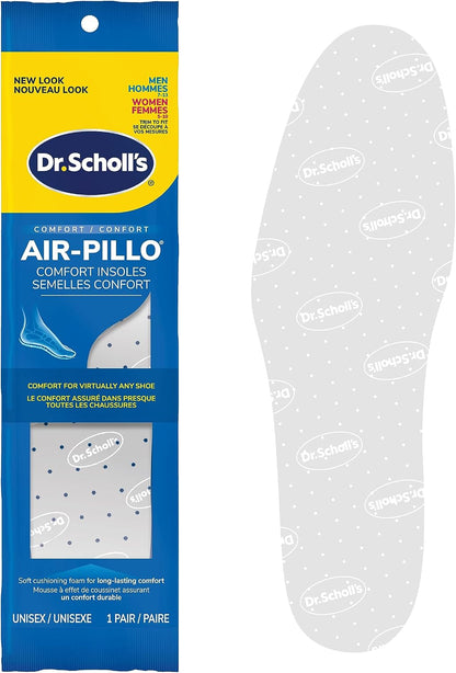 Dr. Scholl's® Air-Pillo® Comfort Insoles, Ultra-Soft Cushioning and Lasting Comfort with Two Layers of Foam that Fit in Any Shoe, Unisex (Men 7-13) (Women 5-10), 1 Pair, Trim to Fit Inserts