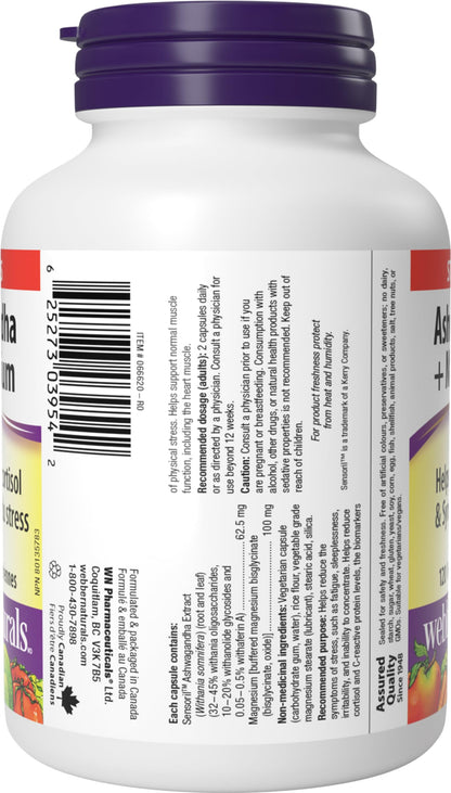 Webber Naturals Ashwagandha + Magnesium, 120 Capsules