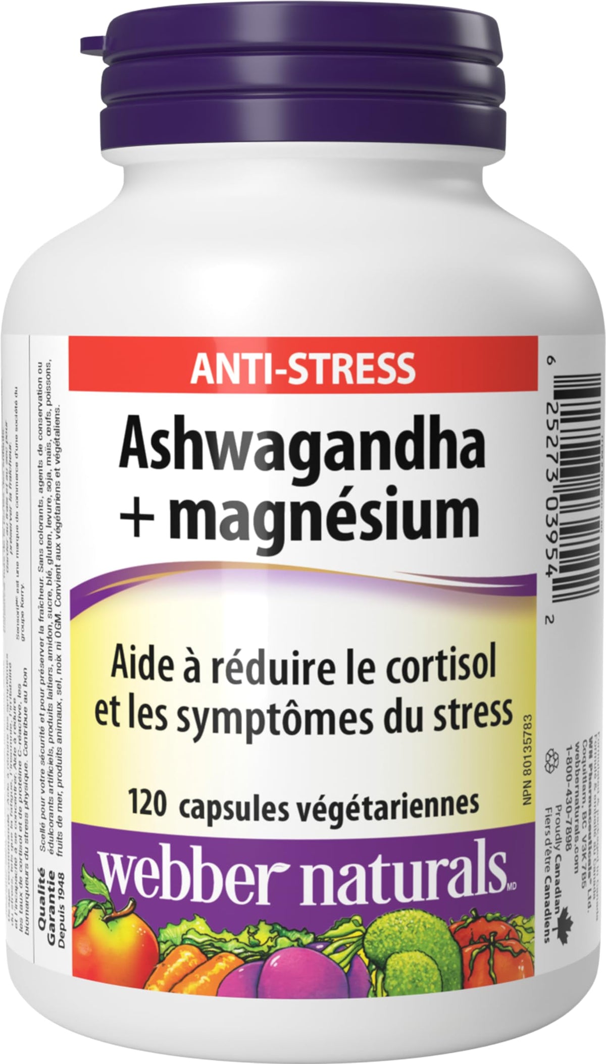 Webber Naturals Ashwagandha + Magnesium, 120 Capsules