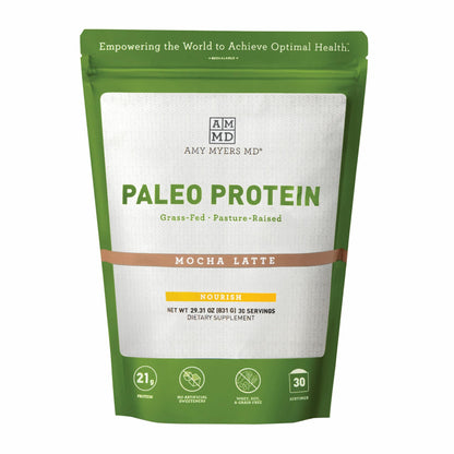 Amy Myers MD Pure Paleo Protein Powder - Clean Grass Fed Pasture Raised Protein - Hormone Free, Non-GMO, Gluten & Dairy Free - Perfect for Keto and Paleo- Mocha Latte - 29.31 oz (831 g)
