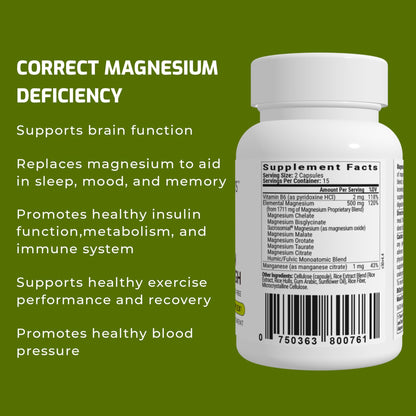 BIOptimizers Magnesium Breakthrough Supplement 4.0-7 Forms of Mg: Glycinate, Malate, Citrate, and More - Natural Support for Sleep and Cognitive Function - 30 Capsules- Calming Vitamins Complex