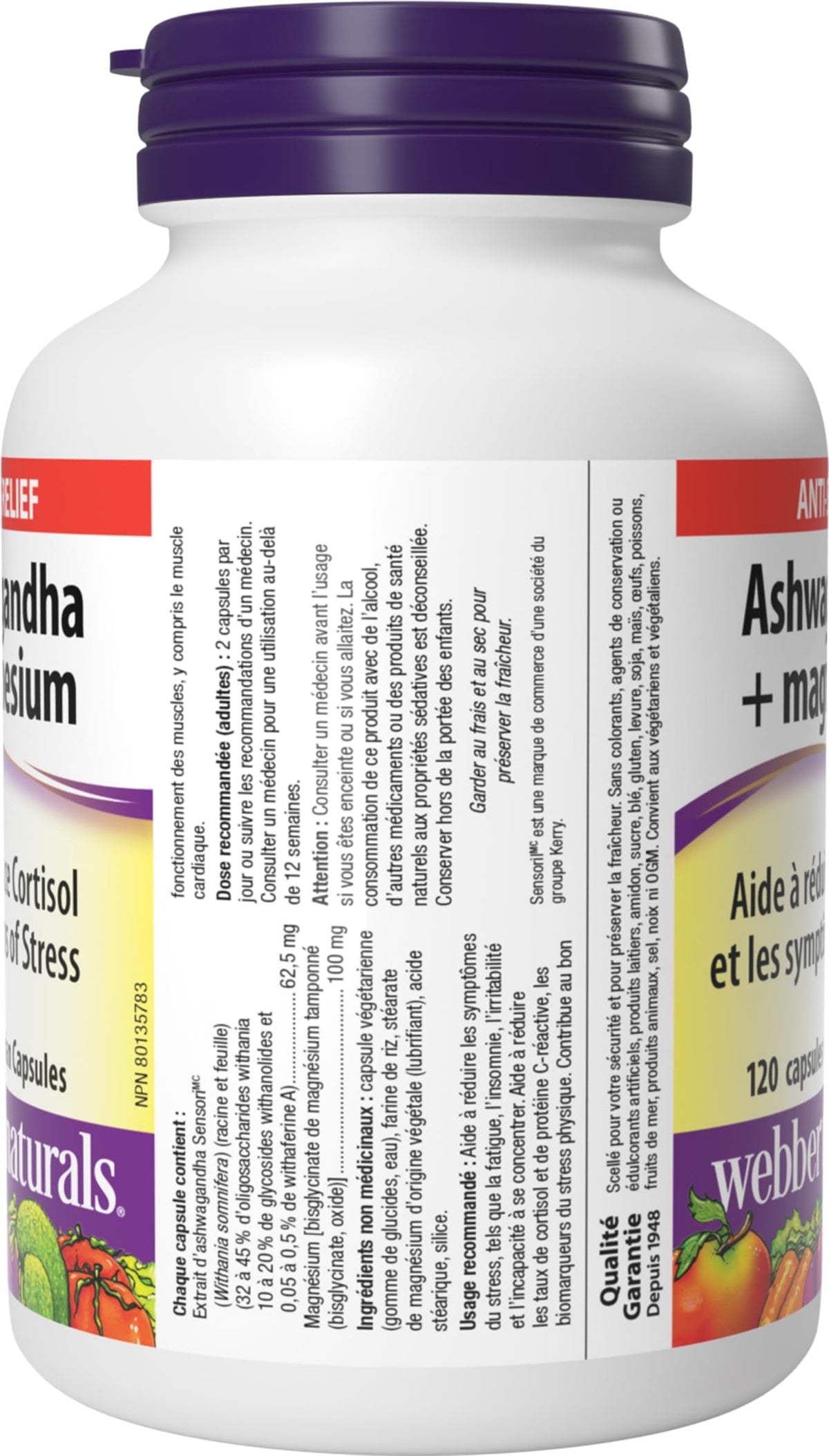 Webber Naturals Ashwagandha + Magnesium, 120 Capsules