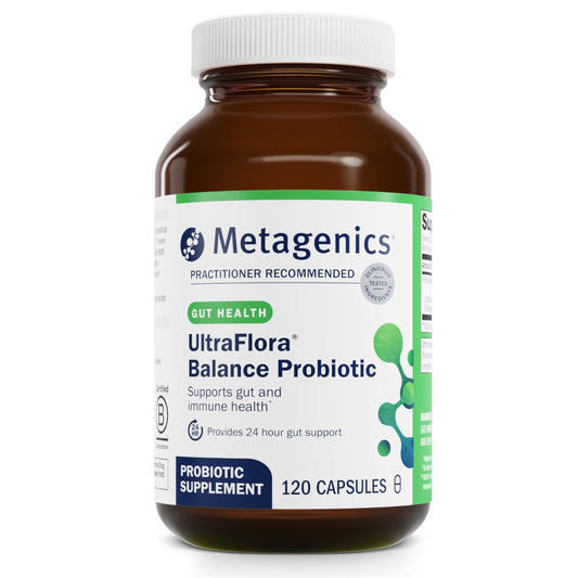 Metagenics UltraFlora Balance Probiotic - Daily Gut Health Supplement* - Offers Digestive & Immune System Support* - Vegetarian, Non-GMO & Gluten-Free - 120 Capsules