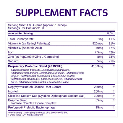 Aspire Nutrition Bio-Heal Pro+ 6-in-1 Probiotic Powder Supplement – Daily Probiotic Formula for Women, Men, and Kids - 30 Day Supply