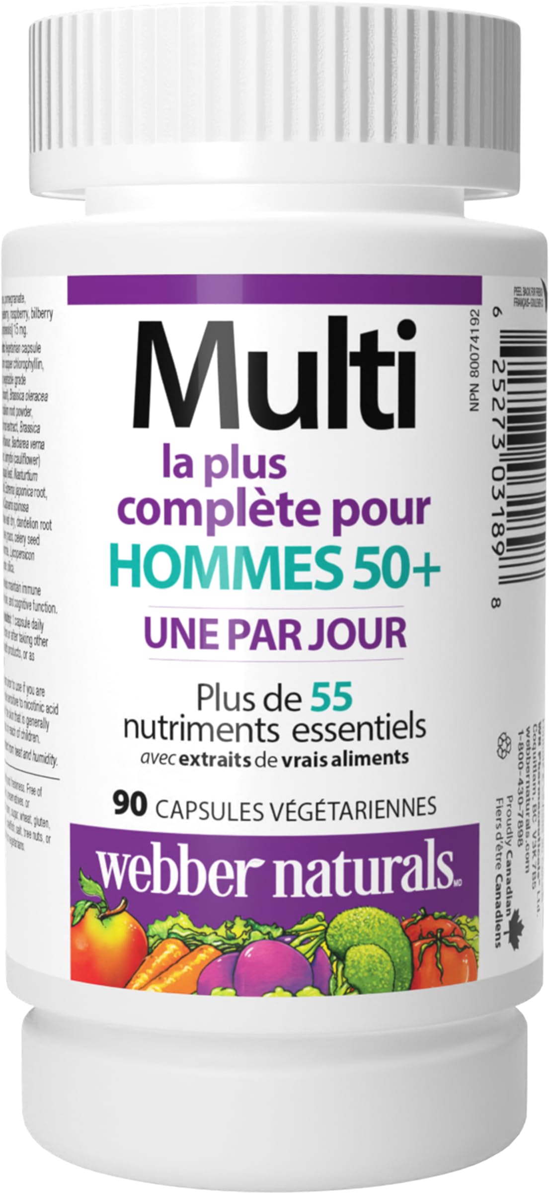 Webber Naturals Men's 50+ Most Complete Multi, 90 Vegetarian Capsules