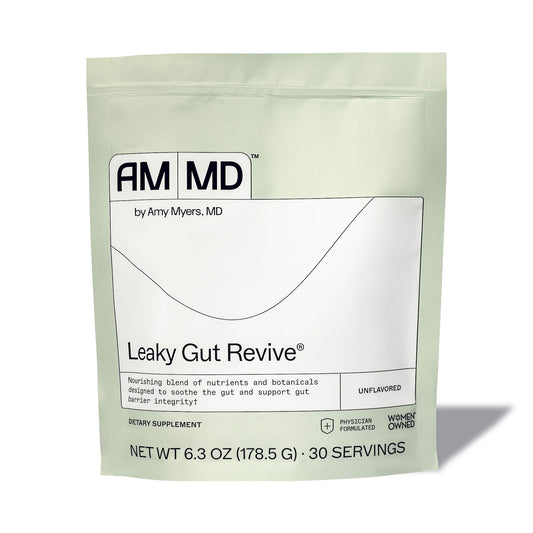 Amy Myers MD Leaky Gut Revive Powder for Leaky Gut Repair -L Glutamine, Slippery Elm -Supports Constipation, Diarrhea, Bloating, Heartburn, SIBO -Licorice & Marshmallow Root - Unflavoured-6.30 Oz