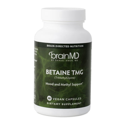 Dr Amen BrainMD Betaine TMG - 60 Capsules - Mood & Methyl Support - Gluten Free - 30 Servings