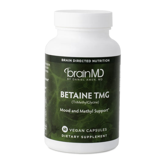 Dr Amen BrainMD Betaine TMG - 60 Capsules - Mood & Methyl Support - Gluten Free - 30 Servings