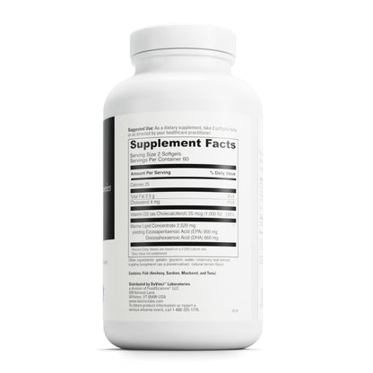 DAVINCI Labs Omega 3 HP-D - Dietary Supplement for Healthy Joints and Immune, Cardiovascular and Skin Health Support* - with Vitamin D3 and More- Gluten-Free - Lemon Flavor - 120 Softgels