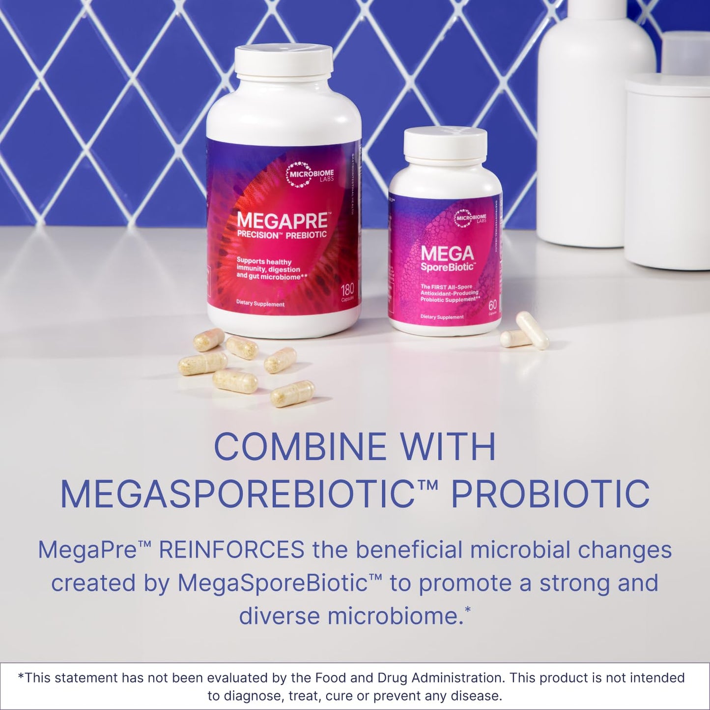 Microbiome Labs MegaPre DF - Dairy-Free Prebiotic Fiber Supplement - Gut Health Prebiotics for Women, Men & Kids 3+ - Support Microbial Diversity (180 Capsules)