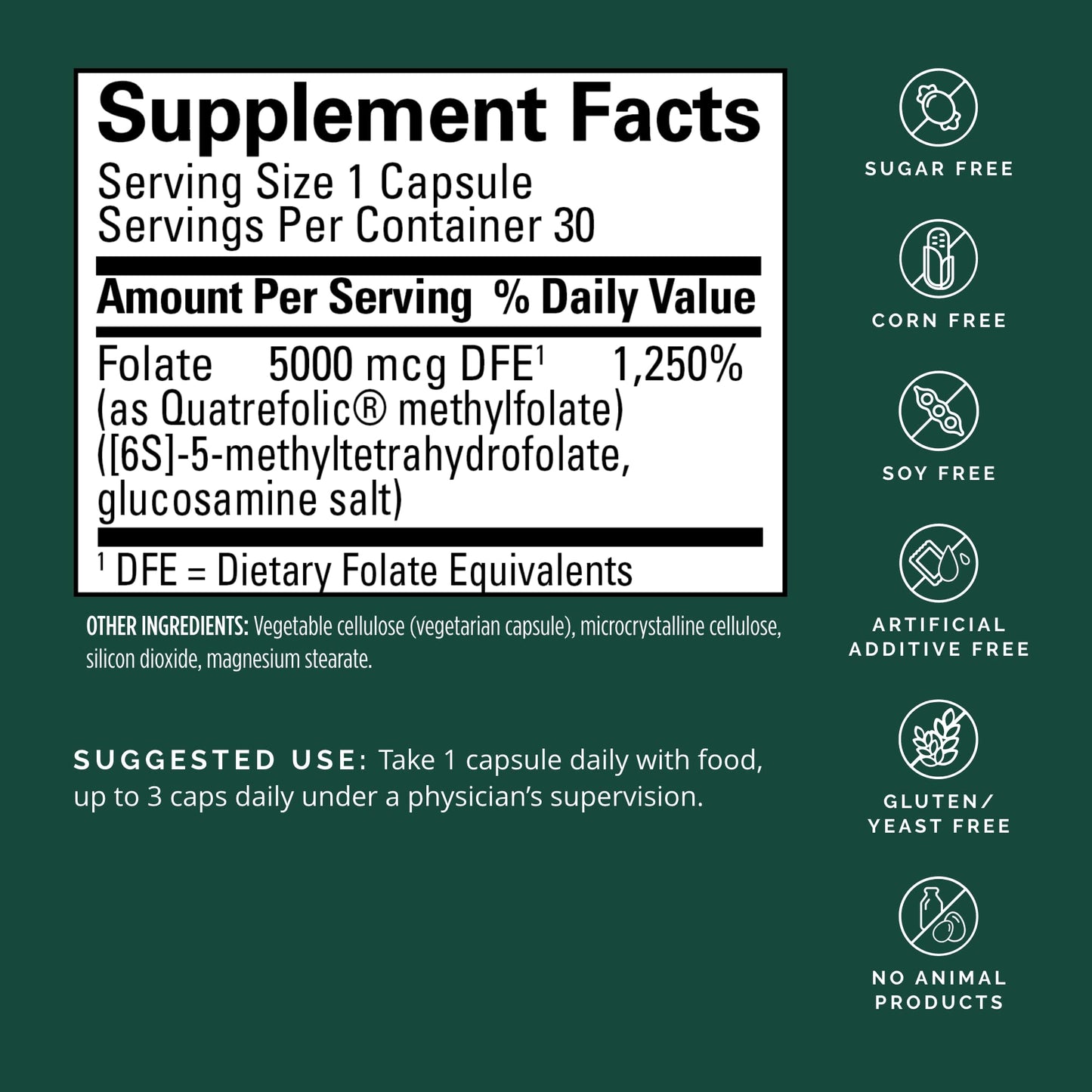 Dr Amen BrainMD Methylfolate - 30 Capsules - Potent Mood Support - Gluten Free - 30 Servings