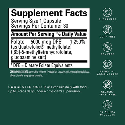 Dr Amen BrainMD Methylfolate - 30 Capsules - Potent Mood Support - Gluten Free - 30 Servings